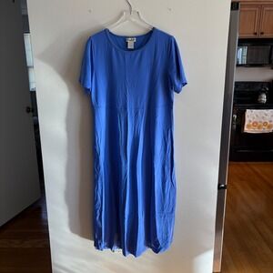 TravelSmith Womens Blue Supplex Short Sleeve Maxi Dress Size Large